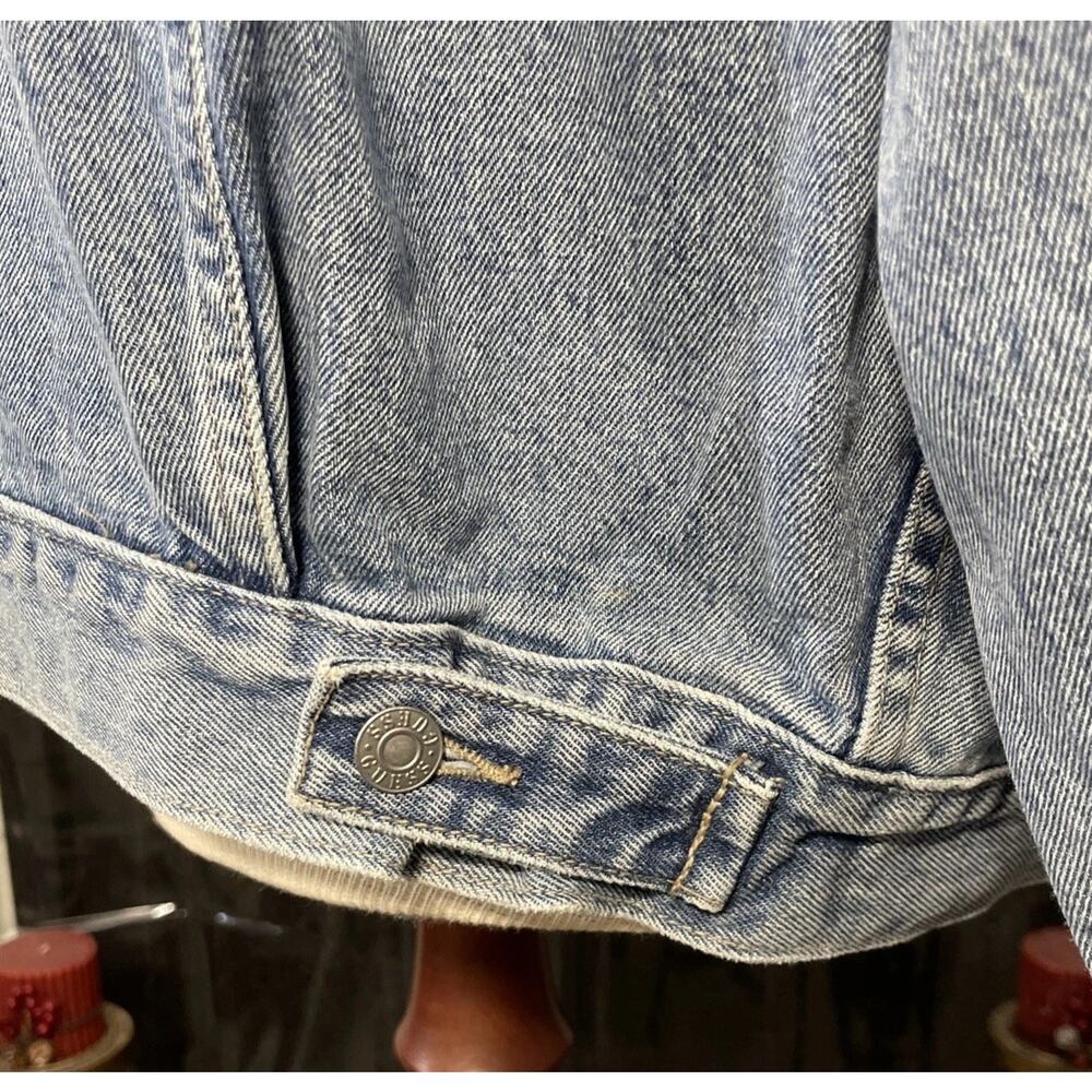 Guess Light Blue Denim Jacket with Brown Corduroy Collar - Picture 6 of 7